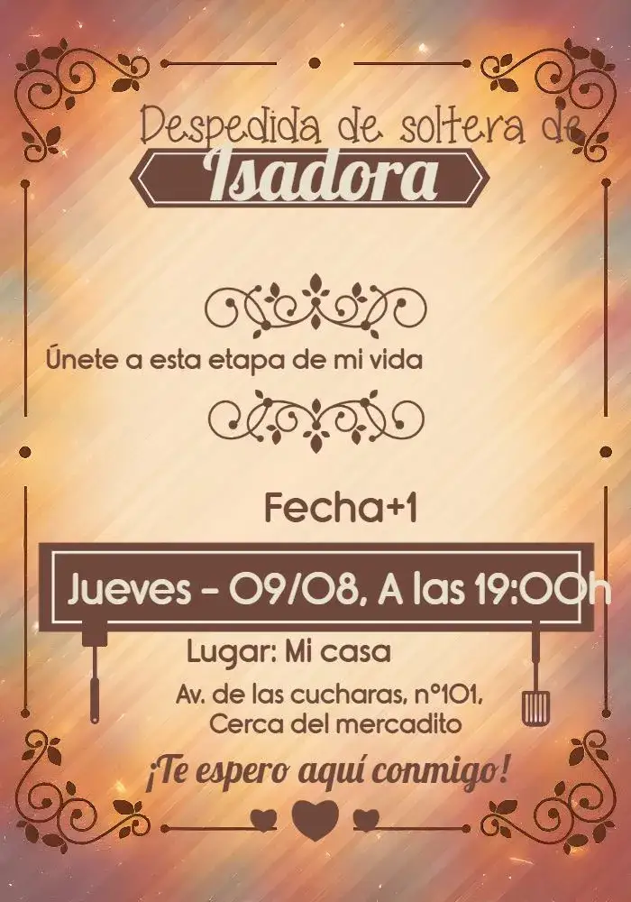 Invitación Despedida de Soltera Cubiertos – tema Despedida de Soltera elegante, minimalista, rústico, moderno, romántico, clásico