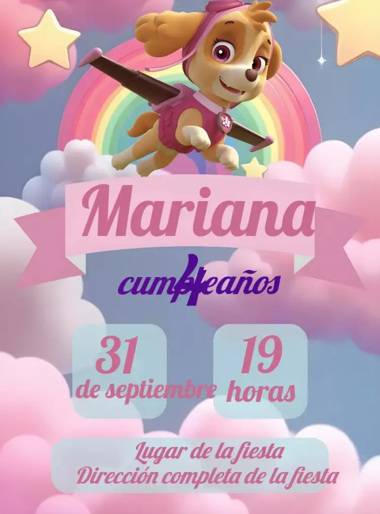 Invitación Skye Patrulla Canina Chica