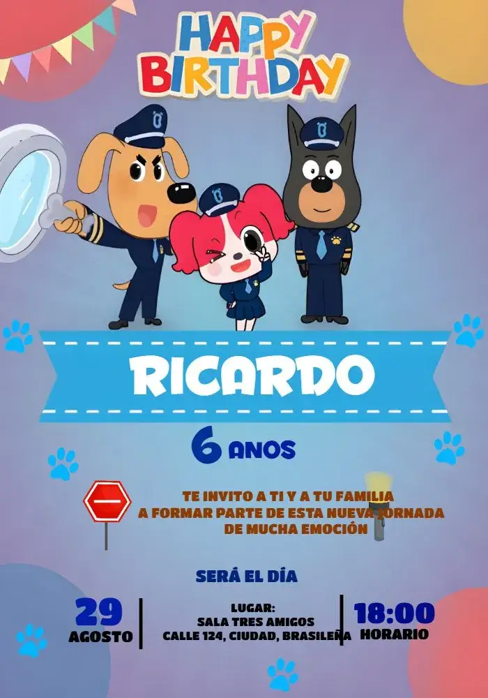 Invitación Detective Labrador Marrón