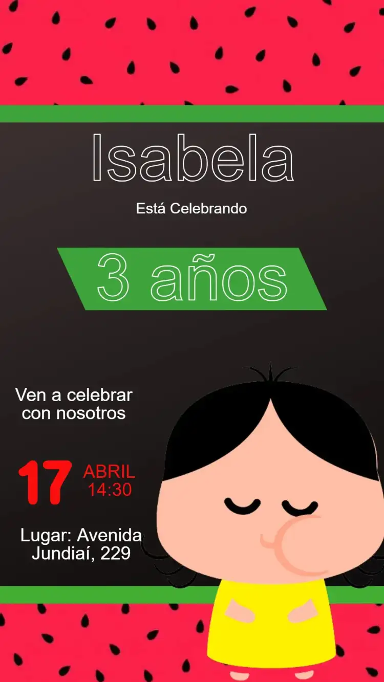 Invitación Digital Infantil Editable y Personalizada de Magali - Turma da Mônica