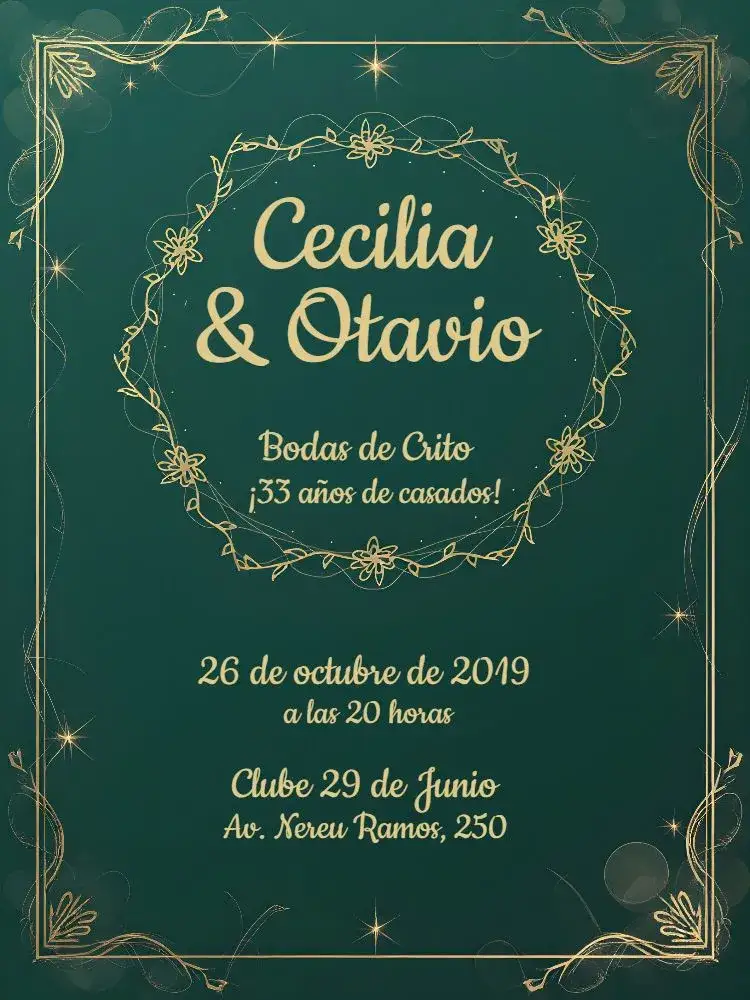 Invitación Bodas De Crizo Casado – tema Despedida de Soltera verde, dorado, elegante, moderno, sofisticado, minimalista