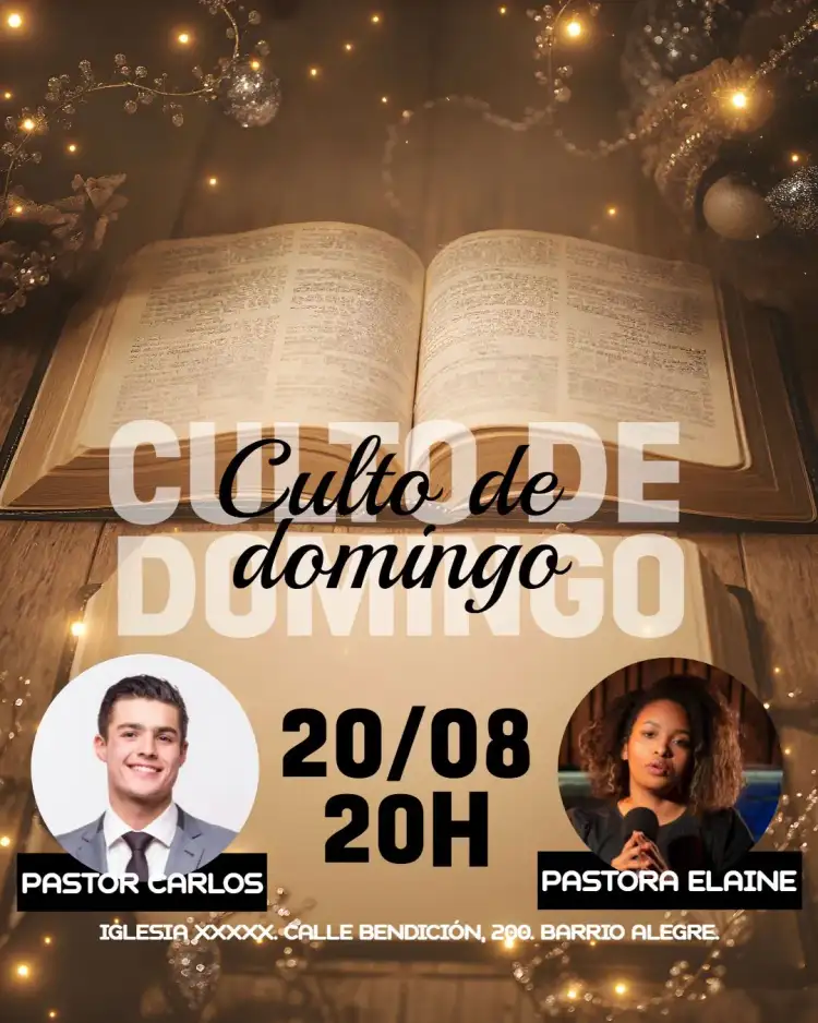 Arte Para Culto De Domingo Iglesia Con Foto Flyer