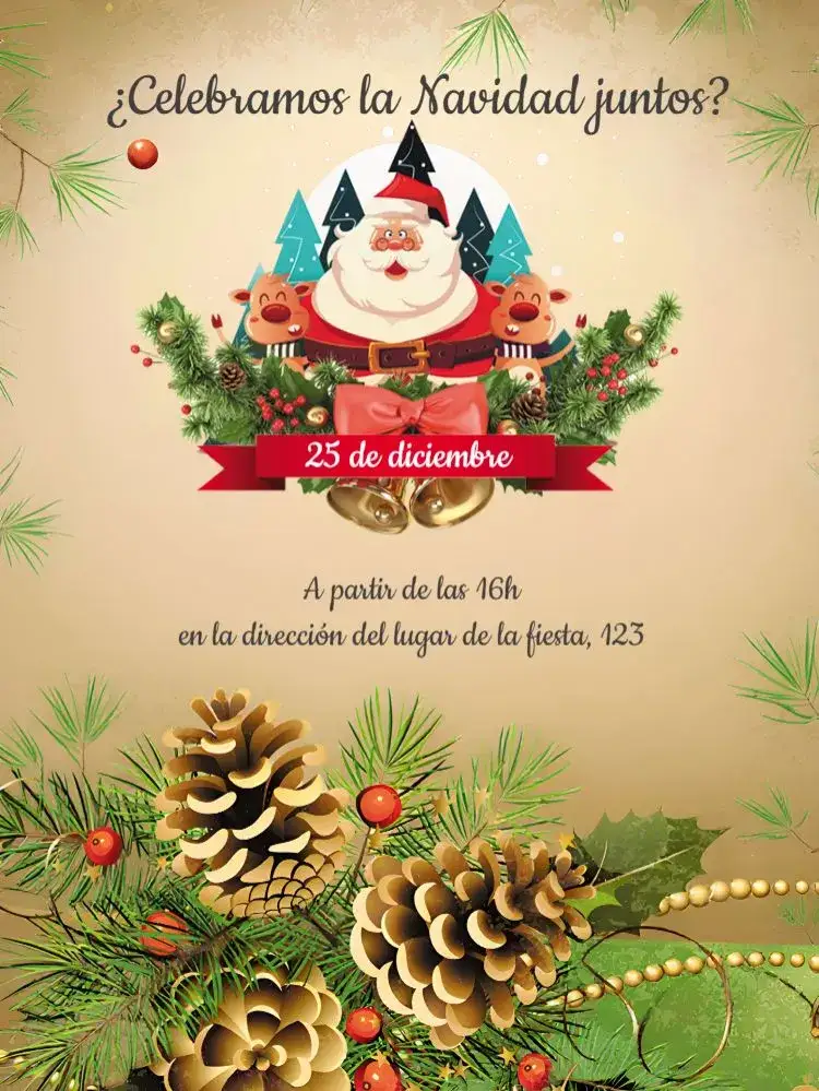 Invitación Navidad Final – tema Fechas Conmemorativas vibrante, navideño, colorido, moderno, festivo, alegre