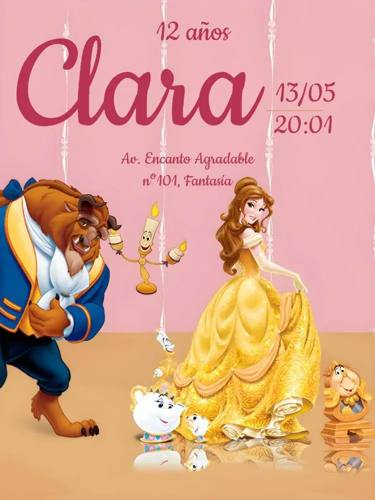 Invitación La Bella Y La Bestia Bella