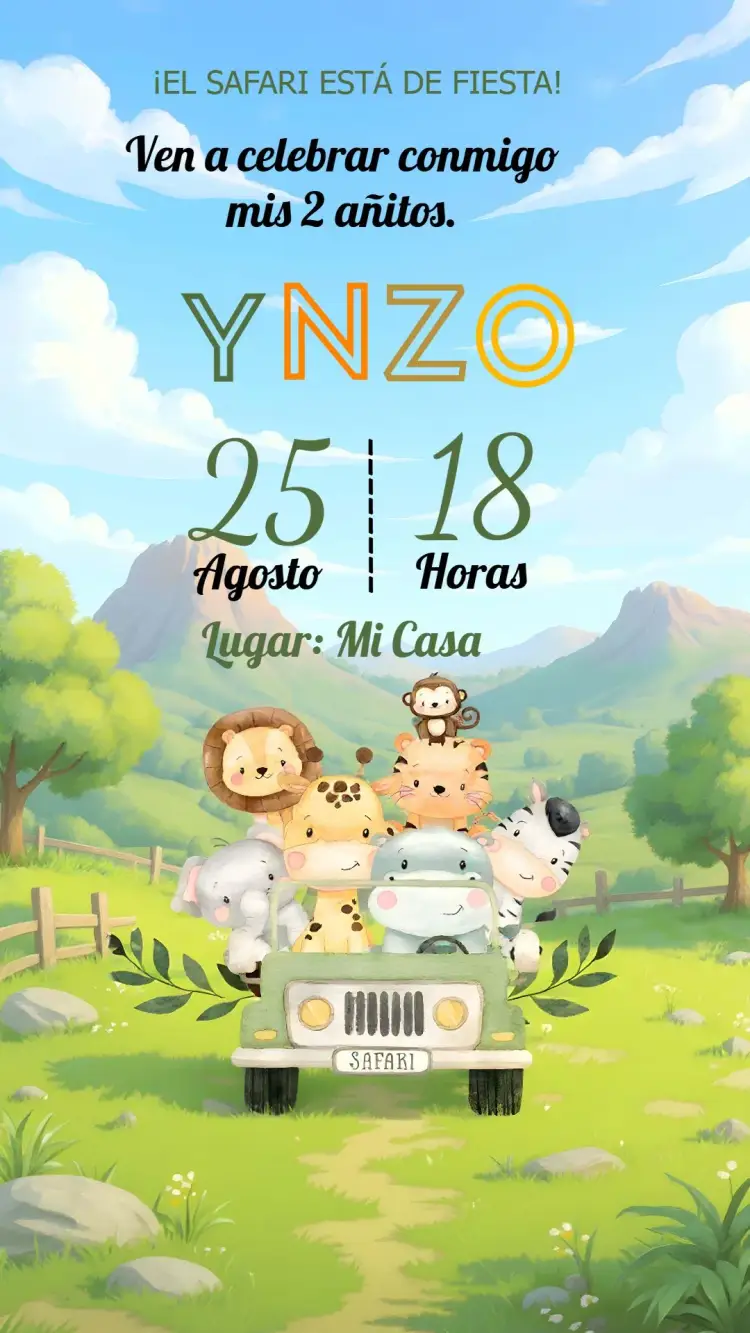 Invitación Safari Verde