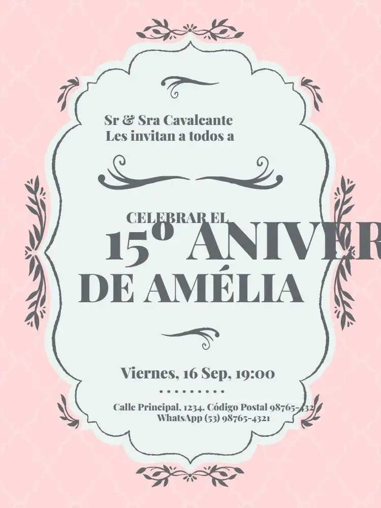 Invitación Elegante Fiesta de 15 Años