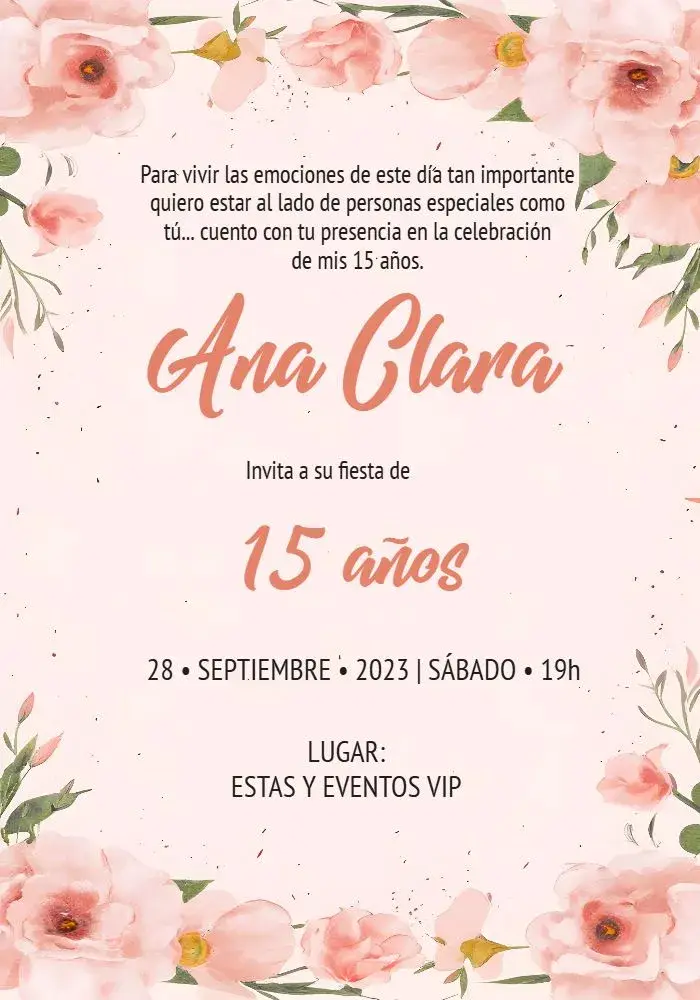 Invitación 15 Años Floral Rosa