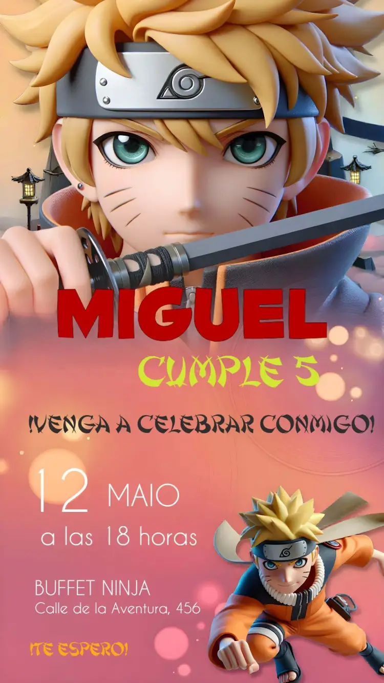Invitación Naruto Colorido