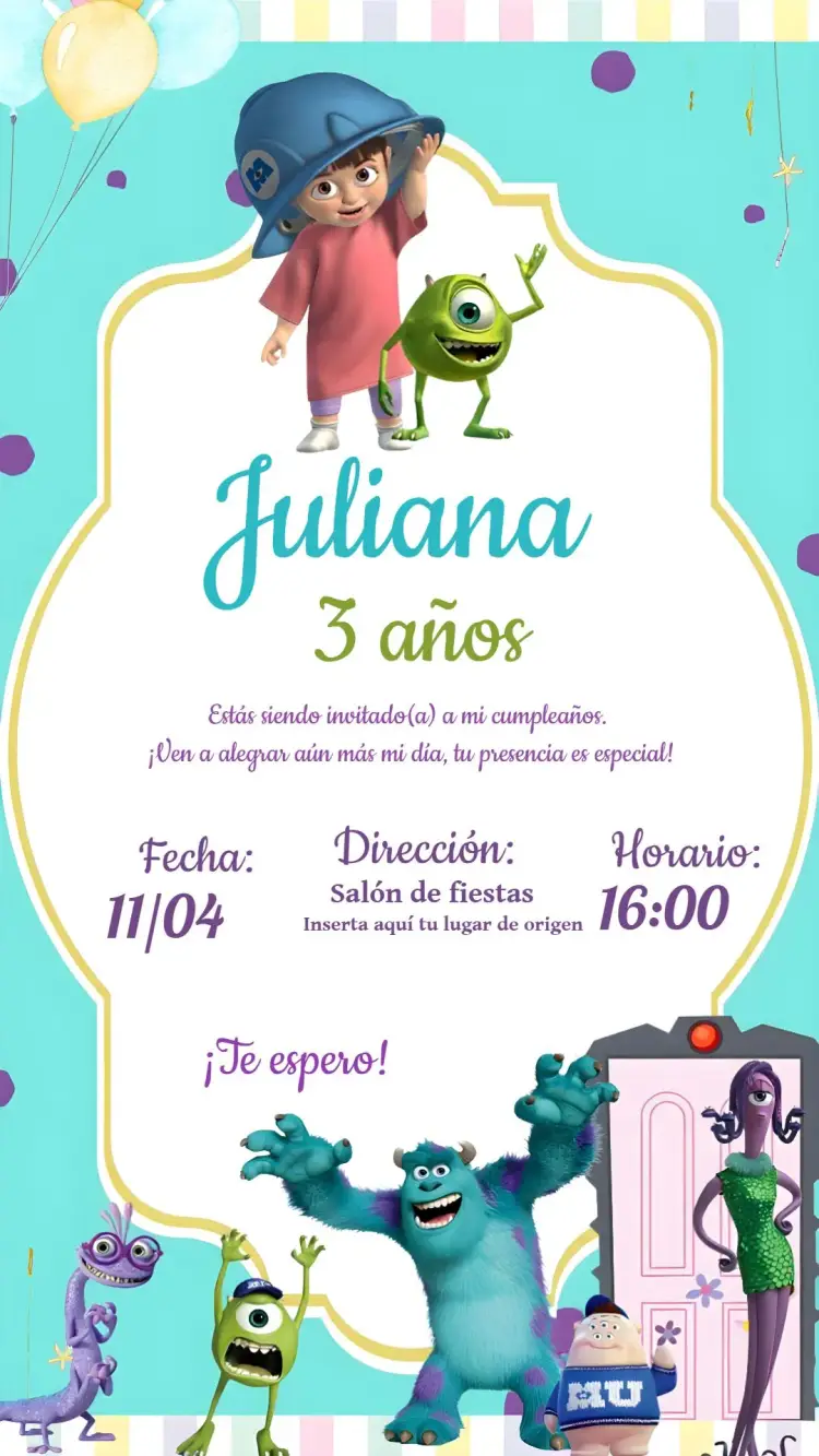 Invitación Monstruos S.a Sa