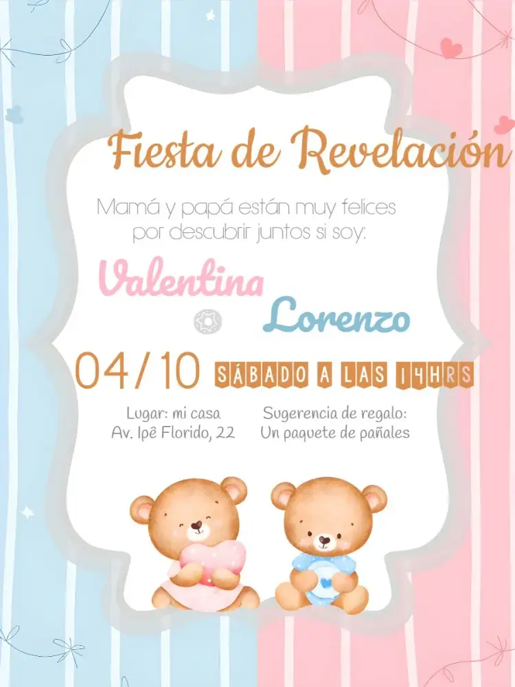 Invitación Baby Shower de Ositos Ositas