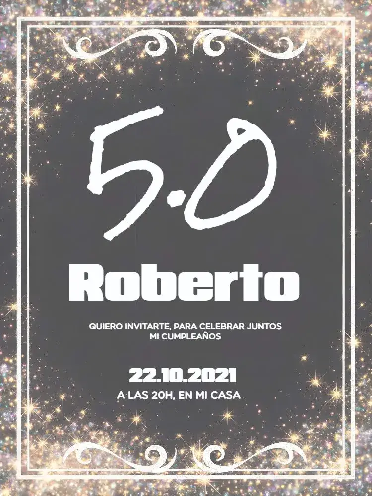Invitación 50 Años Pizarra Tiza Negra
