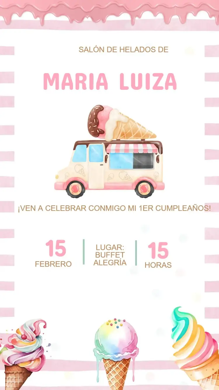 Invitación Cumpleaños Heladería