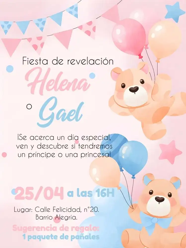 Baby Shower de Revelación Ositos