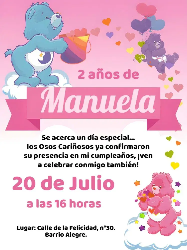Invitación Ositos Cariñosos Sol