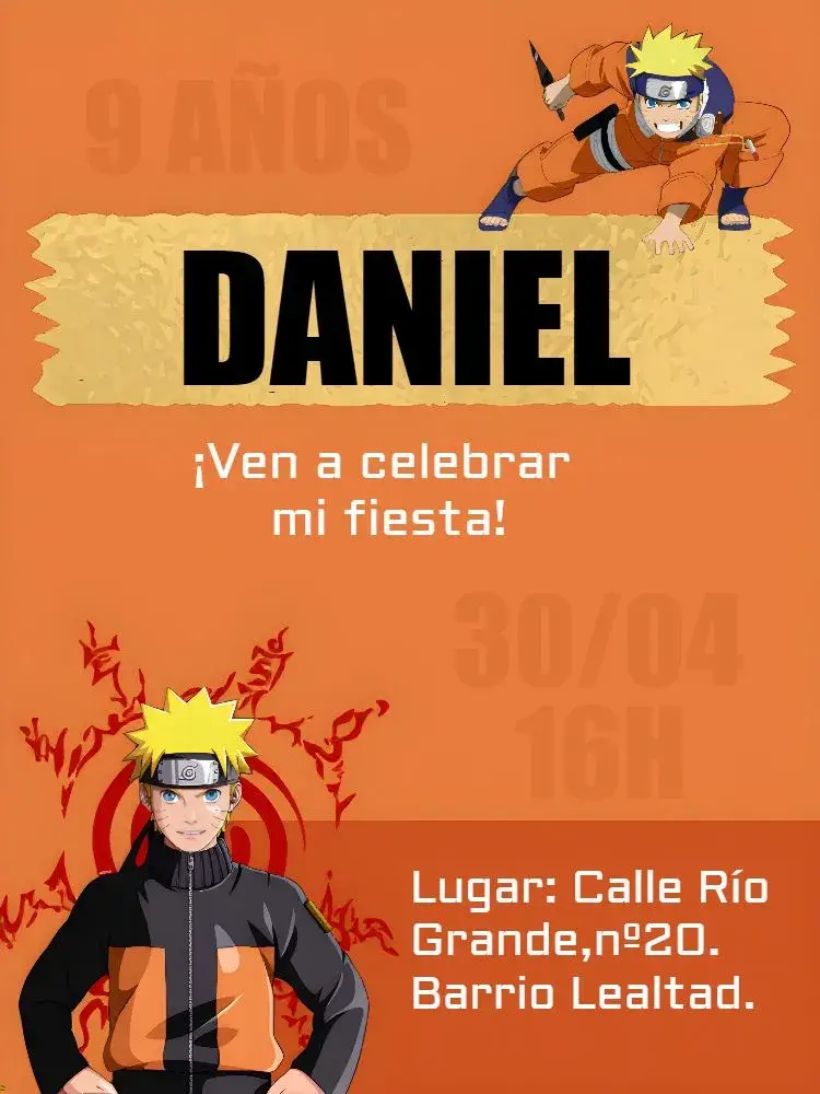 Invitación Naruto Amarillo