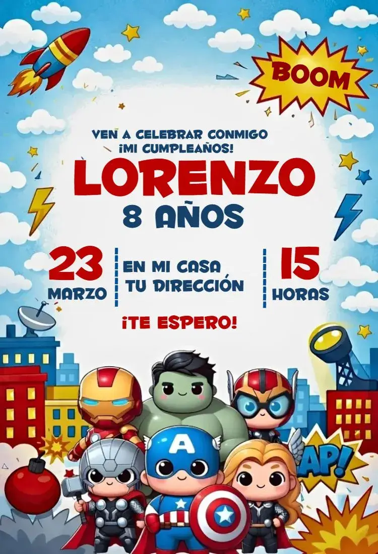 Invitación Super Héroes 2