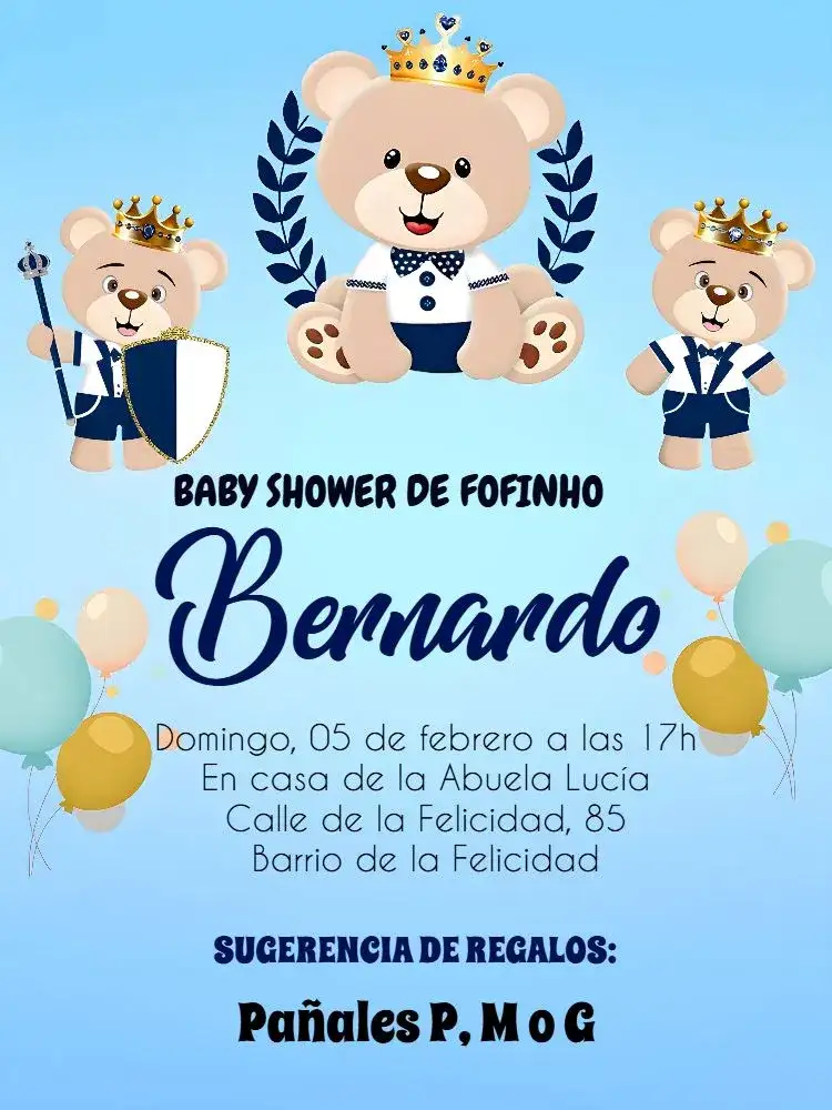 Baby Shower Príncipe Bear Diaper Party