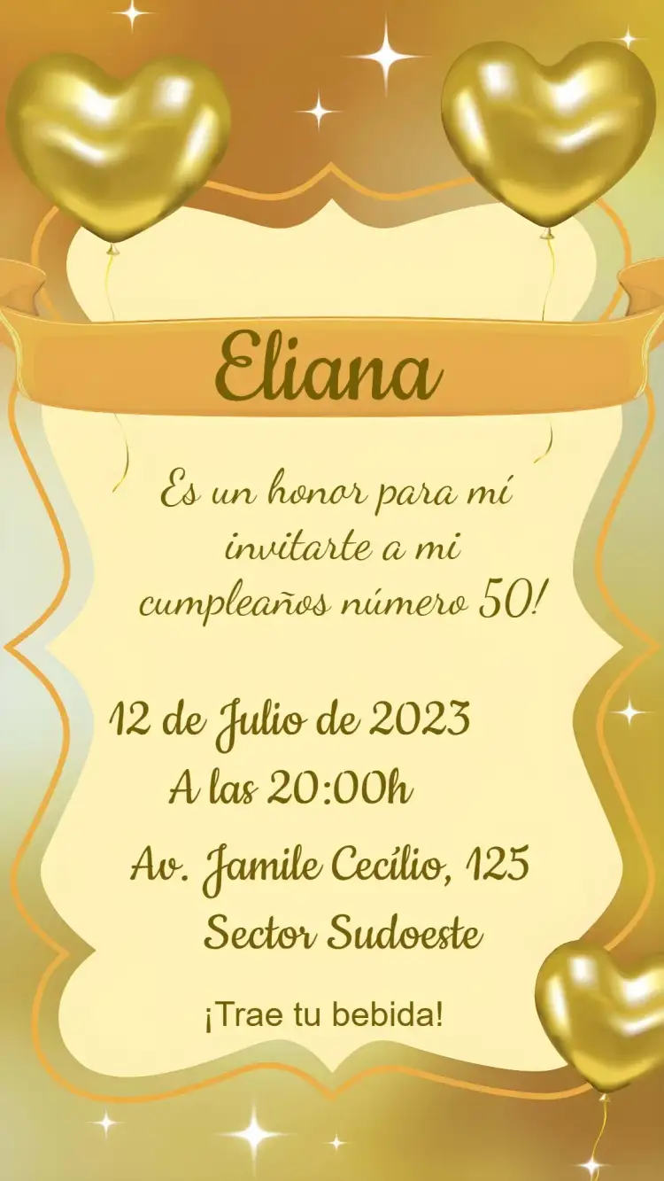 Invitación 50 Anos Dorado – tema 15 años dorado, beige, romántico, elegante, moderno, clásico
