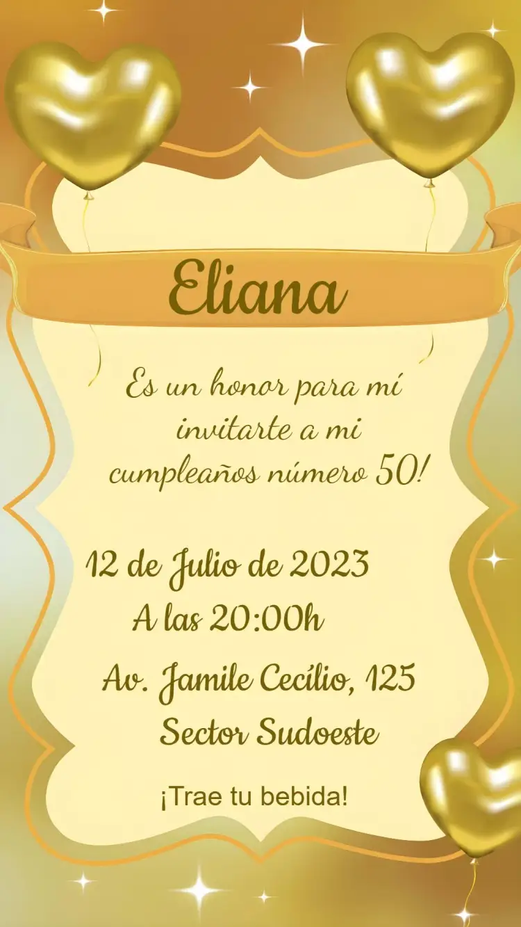 Invitación 50 Anos Dorado
