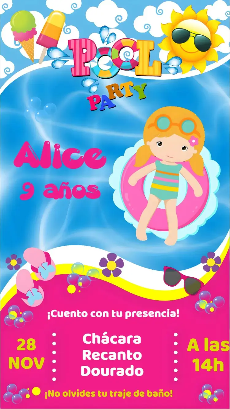 Invitación Fiesta en la Piscina