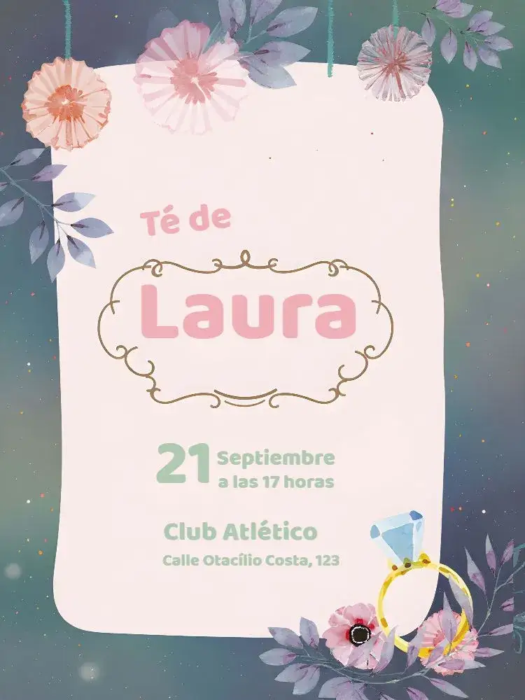 Invitación Despedida de Soltera entre Amigas – tema Despedida de Soltera floral, delicado, rosa, moderno, alegre