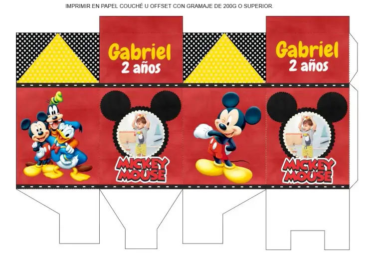 Invitación Caja Milk Mickey Mouse Con Foto Logo – tema Más buscados colorido, divertido, infantil, temático, ilustraciones de personajes