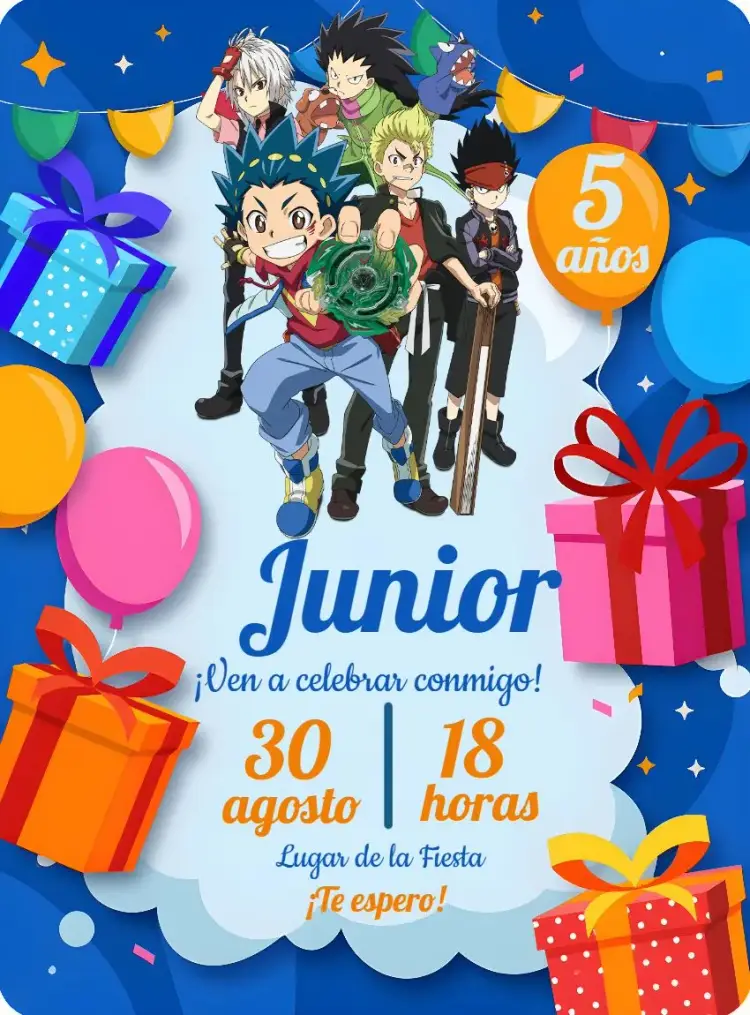 Invitación Beyblade Naranja