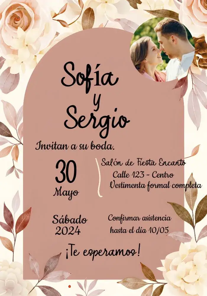 Invitación Boda Floral Rosé Con Foto Rosa – tema Más buscados floral, romántico, moderno, delicado, rosa, elegante