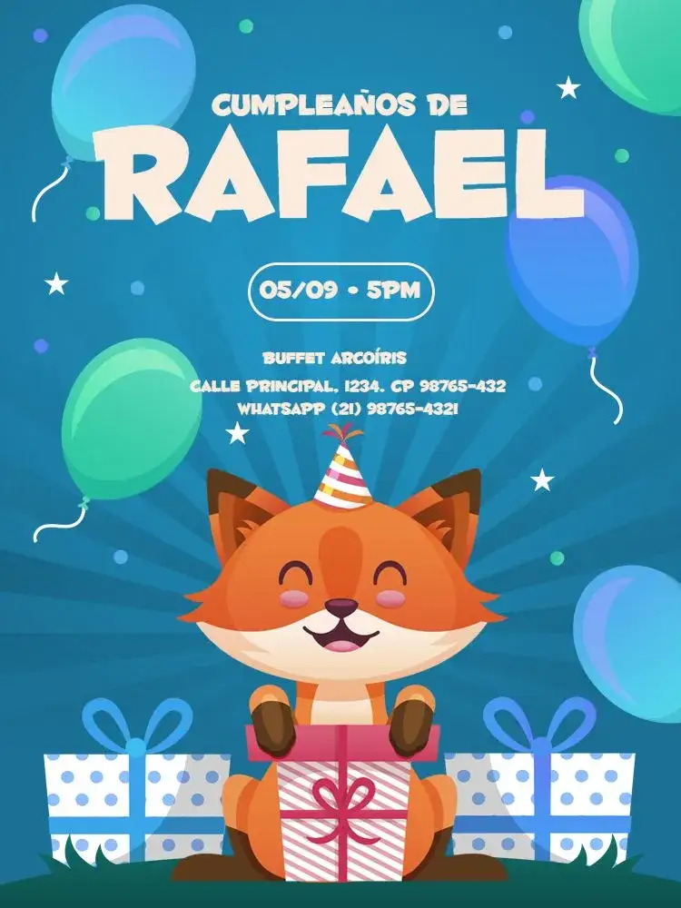 Invitación Infantil Fofo Estrella – tema Cumpleaños Infantil lúdico, colorido, moderno, infantil, divertido, natureza