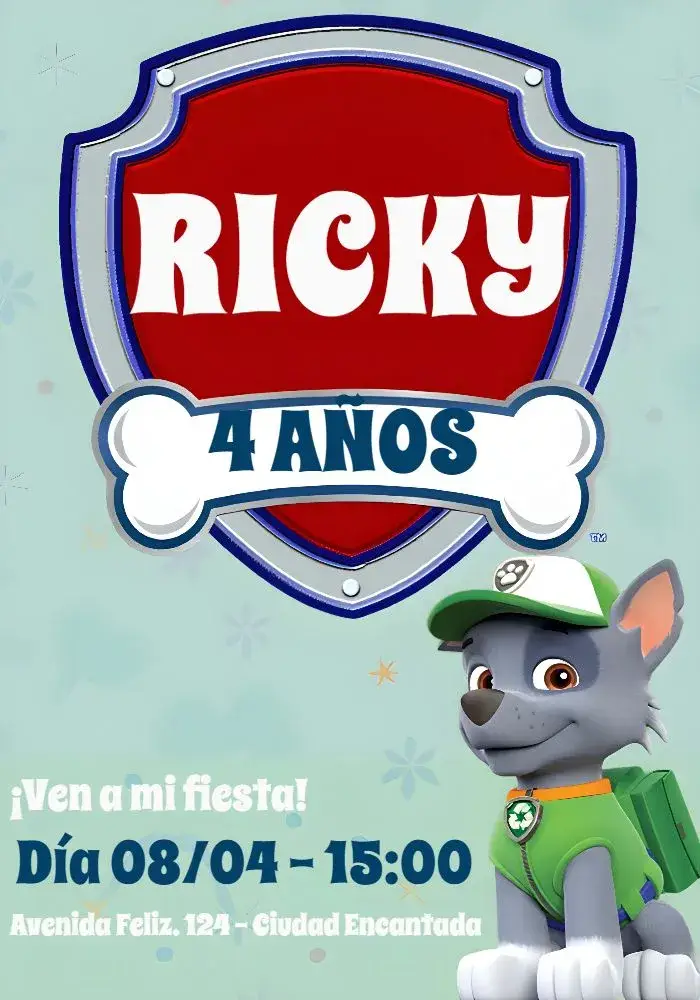 Invitación Patrulla Canina Blanco