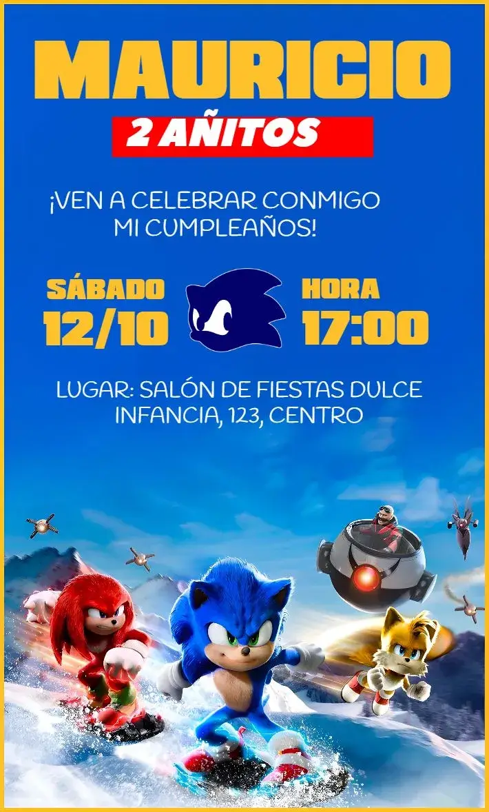 Invitación Sonic Tails
