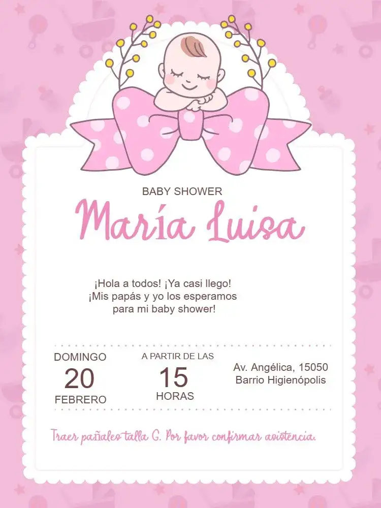 Invitación Baby Shower Top – tema Baby Shower rosa suave, delicado, infantil, moderno, feminino