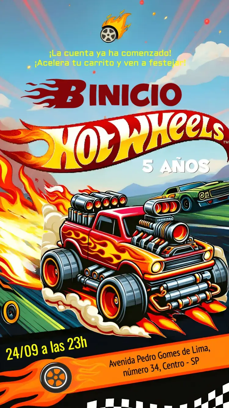 Invitación Hot Wheels Coches