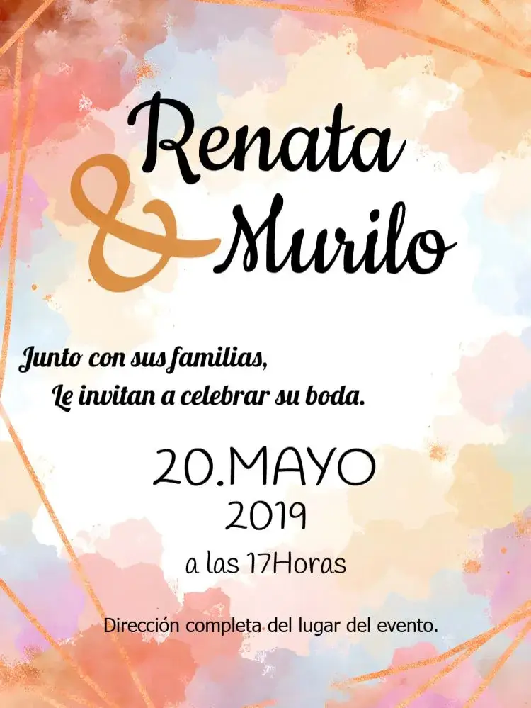Invitación Boda Acuarela Moderna editable y personalizable