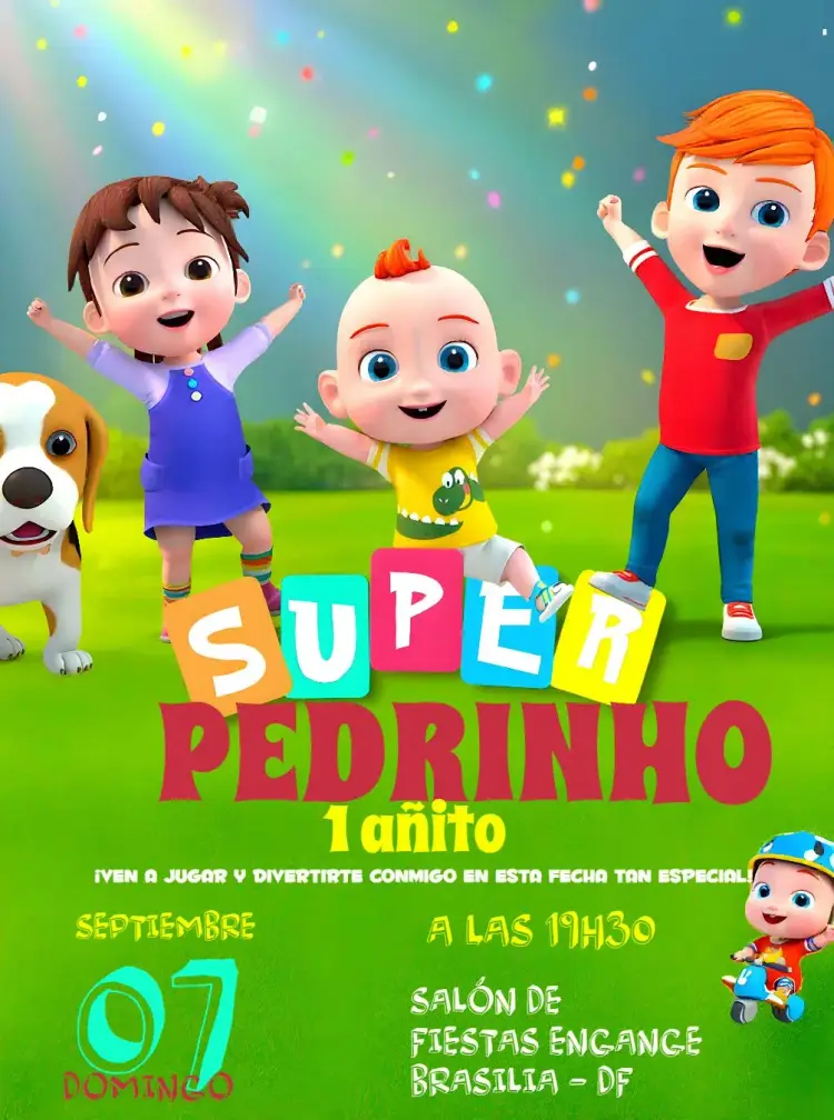 Invitación Super Jojo Grama editable y personalizable
