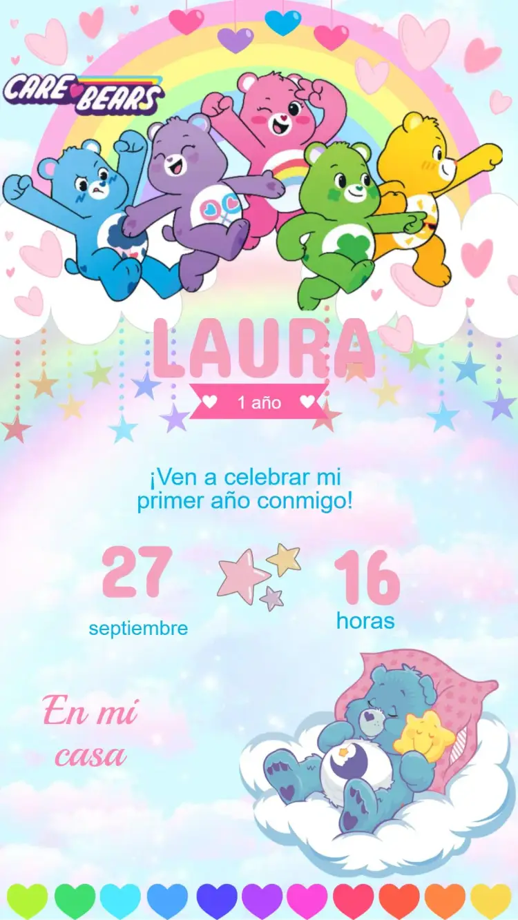 Invitación Digital Cumpleaños Ositos Cariñosos