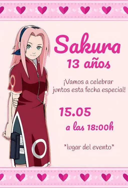 Invitación Sakura Haruno Vino