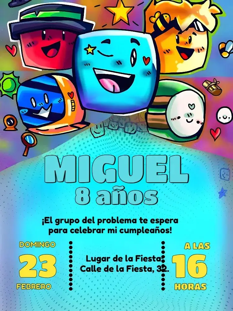 Invitación Turma Do Problems Chica