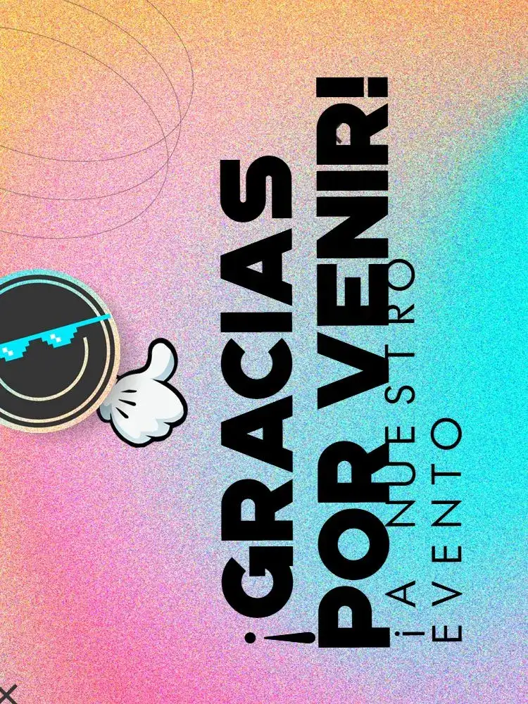 Invitación Tarjeta De Agradecimiento Por Asistir Al Evento Gratitud – tema Tarjeta colorido, moderno, neón, joven, infantil, alegre