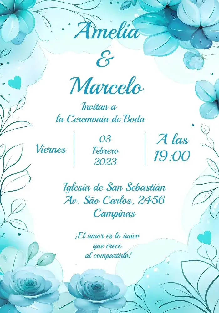 Invitación Boda Floral Claro