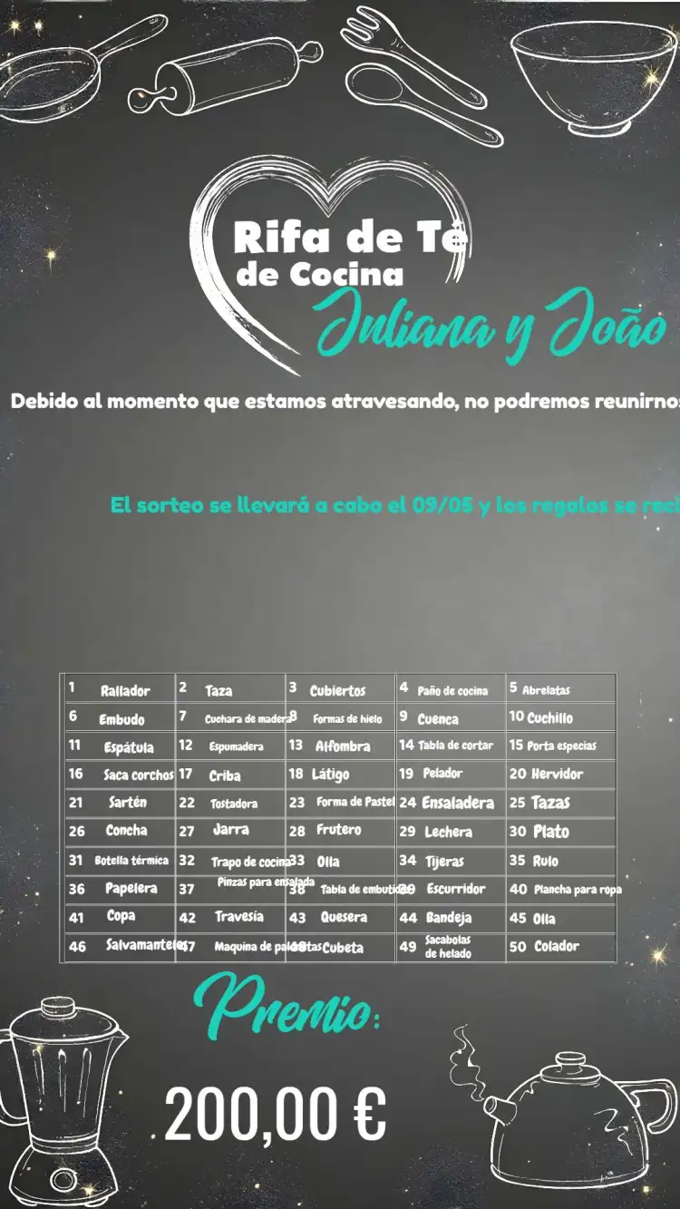 Té Rifa De Cocina Pizarra Tiza Chalkboard