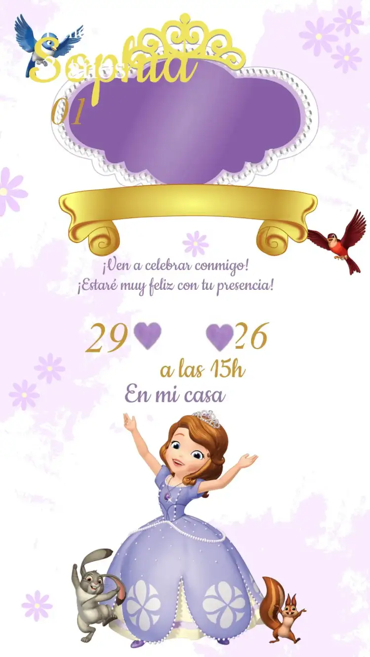 Invitación Cumpleaños Princesita Sofía
