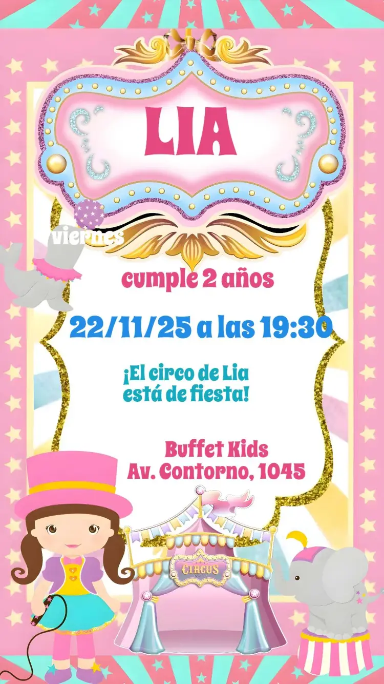 Invitación Circo Rosa