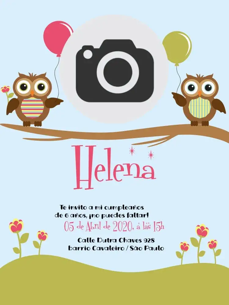 Invitación Buho de WhatsApp – tema Revelación Bebé floral, delicado, colorido, moderno, infantil, fofo