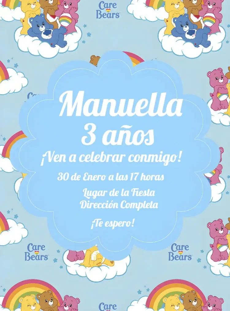 Invitación Osos Cariñosos Infantil