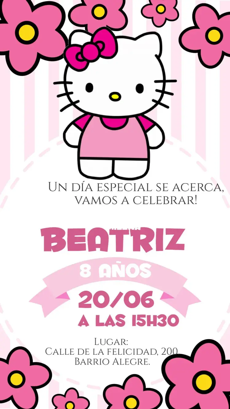 Invitación Cumpleaños Hello Kitty