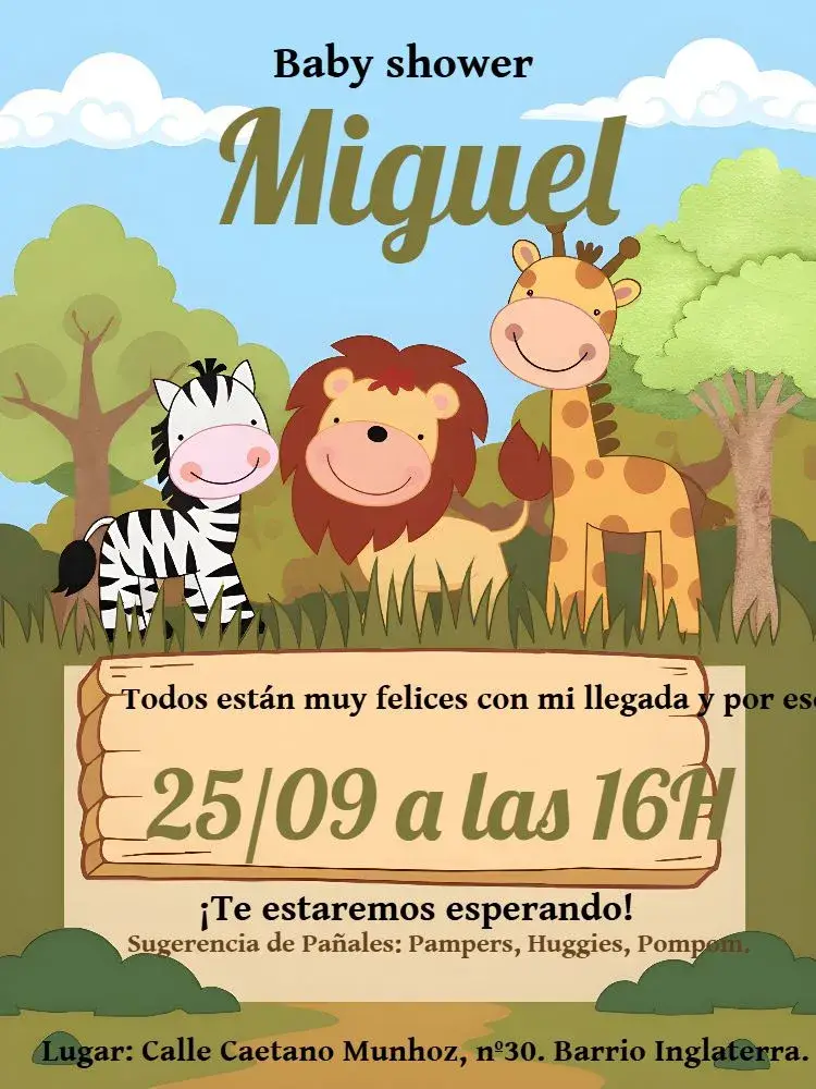 Invitación Baby Shower Safari Marrón
