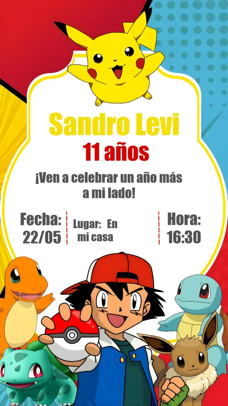 Invitación Pokemon Negro