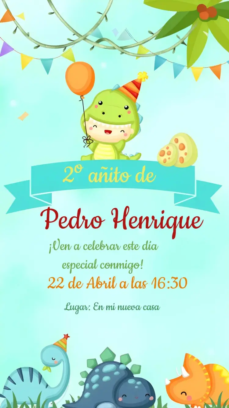 Invitación Dino Baby Colorido