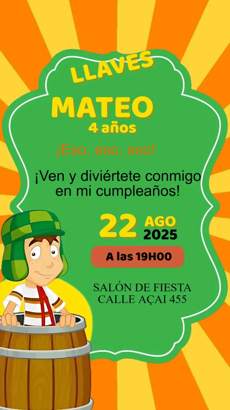 Invitación Cumpleaños La Vecindad del Chavo
